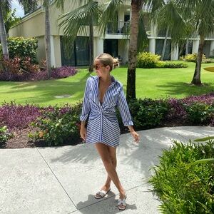 Nautical Blue and White Striped Cover-Up Dress